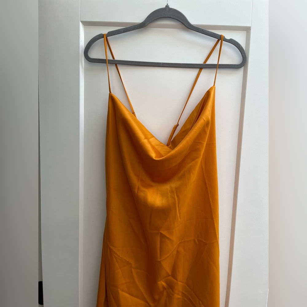 Nasty Gal Asymmetrical Dress in Mustard Yellow